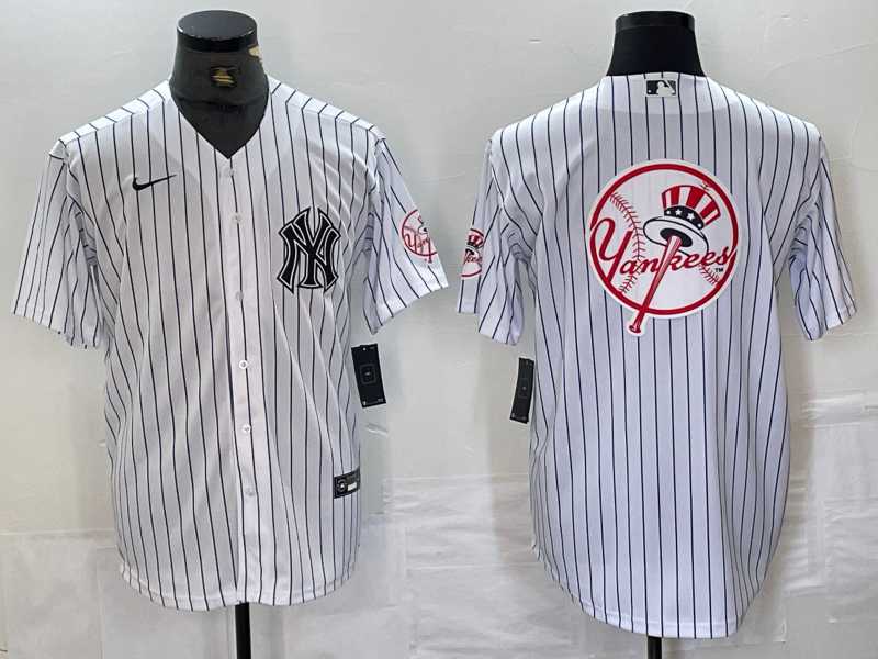 Mens New York Yankees Big Logo White With Patch 2024 Cool Base Stitched Jersey